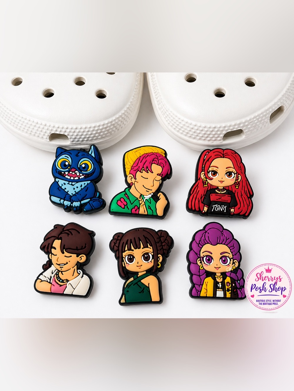 K-Pop Demon Hunters Croc Charms Set of 6 Cute Cartoon Shoe Accessories